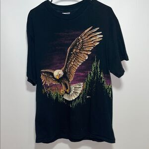 Vintage Black Graphic Tee with Eagle Design